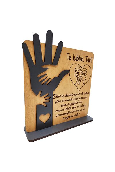 Rica Dreamart Personalized decoration for dad / father / husband - engraved wooden picture, 20×23 cm, Model 1