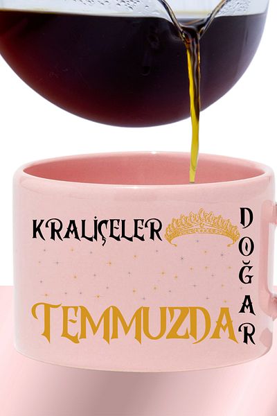 qoeuyl boutique Queens Are Born This Month - Crown Printed Mother-In-Law Friend Gift Rectangular Pastel Pink Cup with Handles