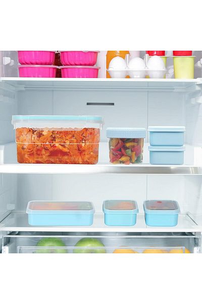 Fng8 Set de 7 recipiente alimentare FNG8, plastic, transparent/albastru