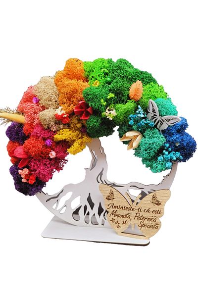 Rica Dreamart Tree of Life with lichens personalized with message for friend, colleague, lover, wife, daughter, mother