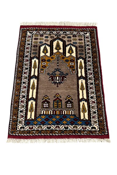 BURAK HALI سجادة صلاة منسوجة يدويًا من صوف المنك مقاس 80 × 115