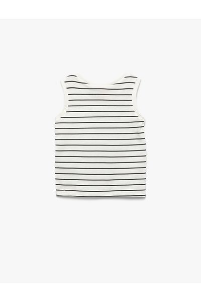 Koton Cotton Crew Neck Sleeveless Licensed Snoopy Printed Striped Undershirt