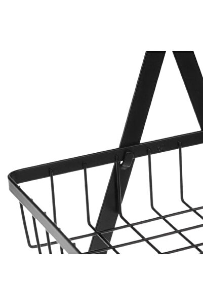 OEM Raft metalic cu maner din lemn pentru bucatarie, 2 nivele, 30x18x32cm, greutate maxima 10 kg