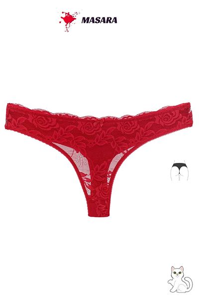 MİSTİRİK Masara Model Comfortable Stylish Lace String Women's Panties Red Color