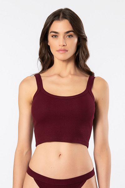 TÜREN 3405 Women's Strappy Ribbed Crop Tank Top