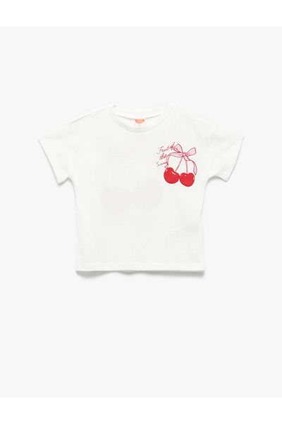 Koton Cotton Cherry Printed Short Sleeve Crew Neck T-Shirt