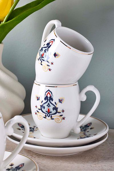 Perotti Mavişehir 6-Person Porcelain Coffee Cup Set