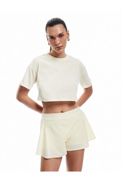 Koton Tricou sport crop din bumbac, cu croială relaxată