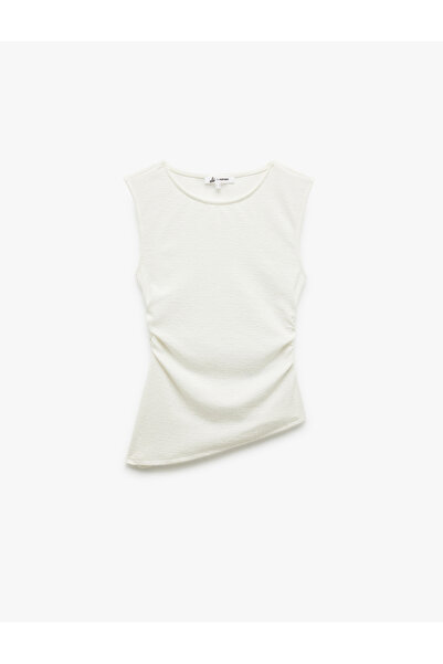 Koton Asymmetrical Crew Neck Wrap Slim Fit Draped Tank Top