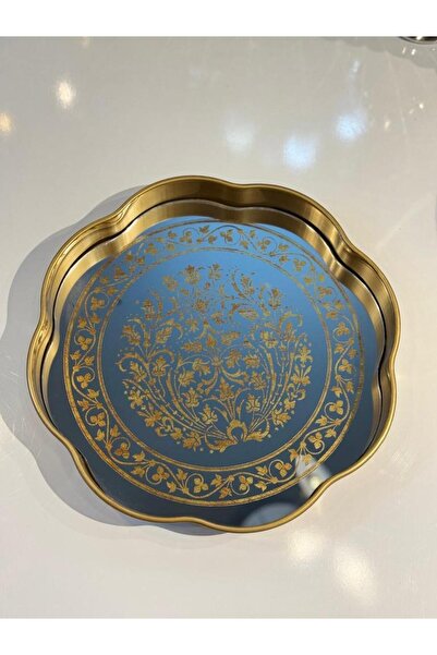 ÇIRPAN EV ALTIN ESKİTME İŞLEME DESEN YUVARLAK TEPSİ 36CM