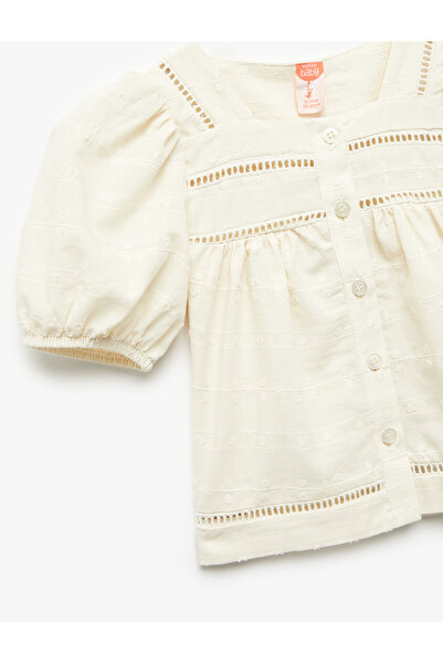 Koton Balon Kollu Düğmeli Fisto Detaylı Pamuklu Bluz