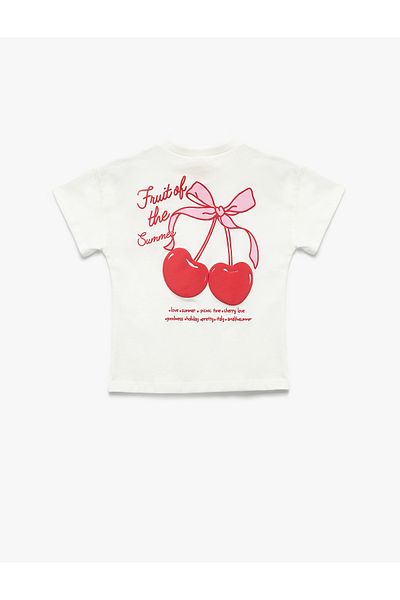 Koton Cotton Cherry Printed Short Sleeve Crew Neck T-Shirt