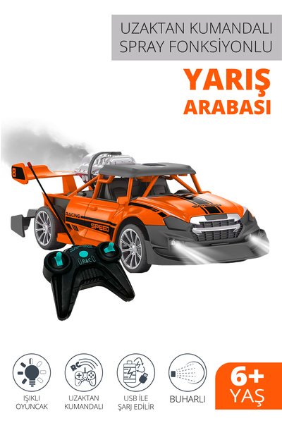 SmartFox Uzaktan Kumandalı Sprey Fonksiyonlu Şarjlı - Duman Atan Oyuncak Araba  1:20