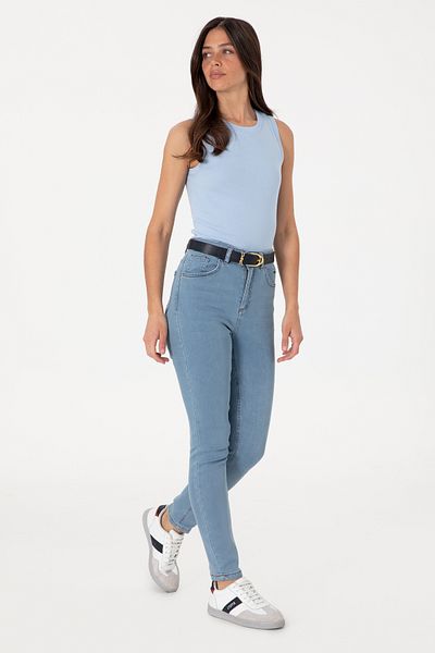 U.S. Polo Assn. Women's Light Blue Skinny High Waist Fit Trousers 50307834-Dn0013