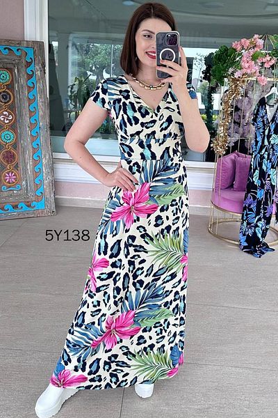 İnce Topuk Double Breasted Collar Waist Tie Viscose Dress 5Y138