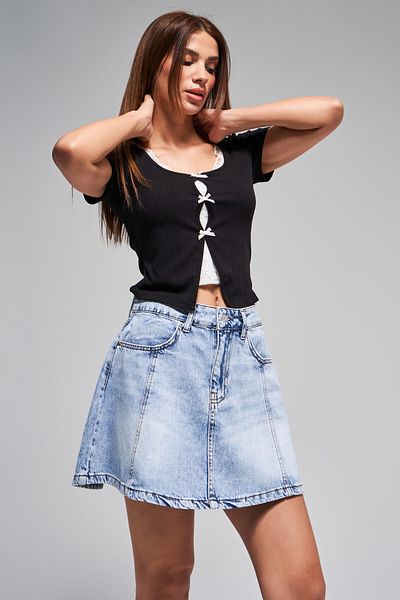its basic Women's Denim Color 4S5-27 Mini Size A-Line 100% Cotton Denim Skirt