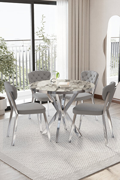 BY ORHAN GÜZEL Elma AVANGARDE Mutfak Masası Takımı YUVARLAK 4 kişilik Mutfak ...