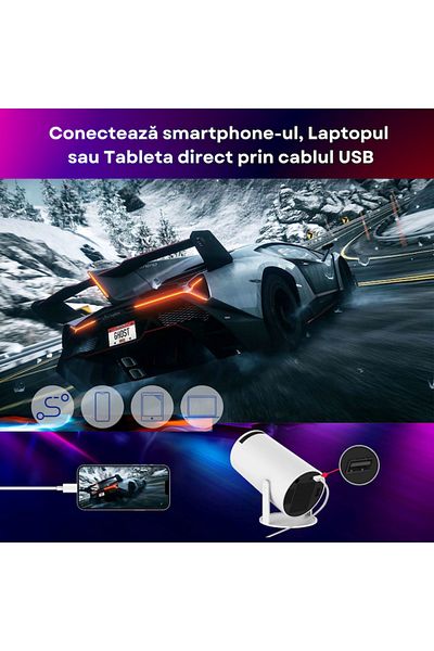 varioshop Castellano® Premium Smart LED Video Projector, Portable, 4K UltraHD, Android 11, Built-in Speaker,
