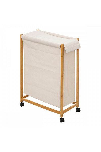 5 five simply smart Andrada laundry basket, bamboo, textile, 55 x 28 x H 80 cm, 52 liters