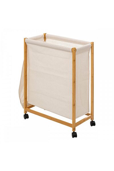 5 five simply smart Andrada laundry basket, bamboo, textile, 55 x 28 x H 80 cm, 52 liters