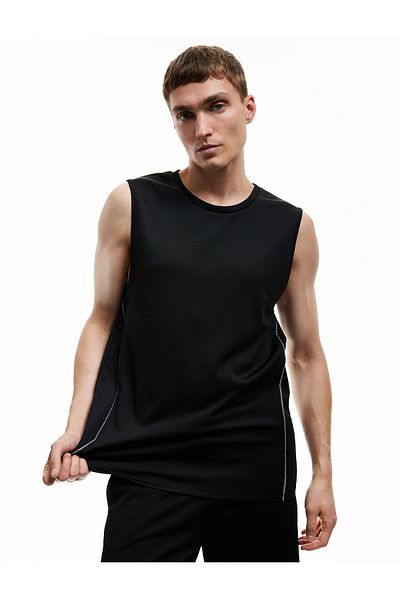 Koton Sleeveless Crew Neck Oversize Stripe Detailed Sports Singlet