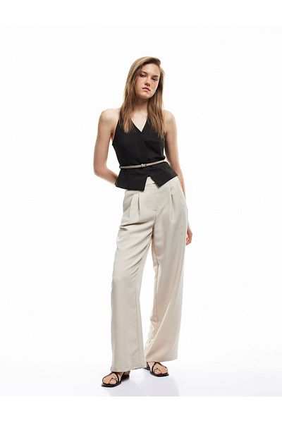 Koton Relaxed Cut Pocketed Pleated Detail Modal Fabric Blend Palazzo Pants