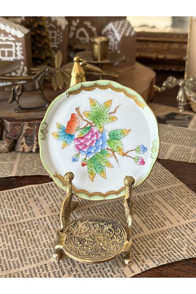 HEREND Queen Victoria Herend Porcelain Multi-Purpose Flower Patterned Presentation Plate Turkish Delight Plate Breakfast Plate 10 cm