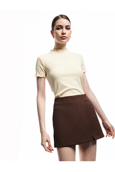 Koton Tricou din viscoză cu mânecă scurtă și guler înalt, texturat