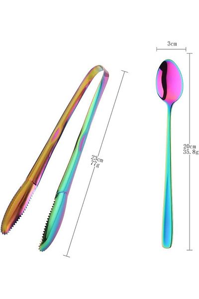 Buyer Star Store Set of 8 ice cream scoops and tongs Buyer Star Store, stainless steel, multicolor, 20 x 3 cm