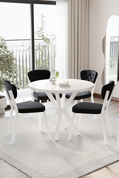 BY ORHAN GÜZEL Elma AVANGARDE Mutfak Masası Takımı YUVARLAK 4 kişilik Mutfak ...