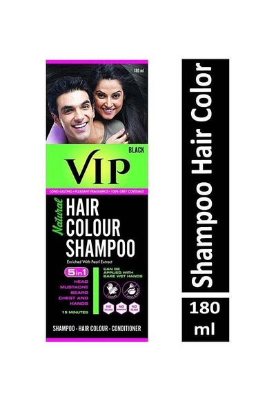 Vip 5 in 1 Shampoo Hair Color Black - 180 ml
