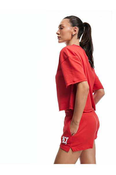 Koton Comfortable Fit Mini Sports Shorts with Elastic Waist and Printed Pockets