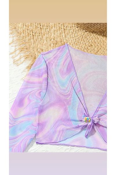 3b kids Swimsuit Bikini Suit Skirt Bustier Colorful Purple Color Young Girl Child