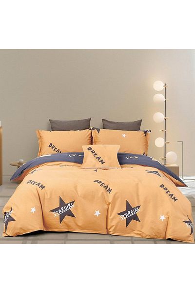 Five Store Double bed linen with elastic cover, Kavala, ranforce cotton, multicolor, 4 pieces