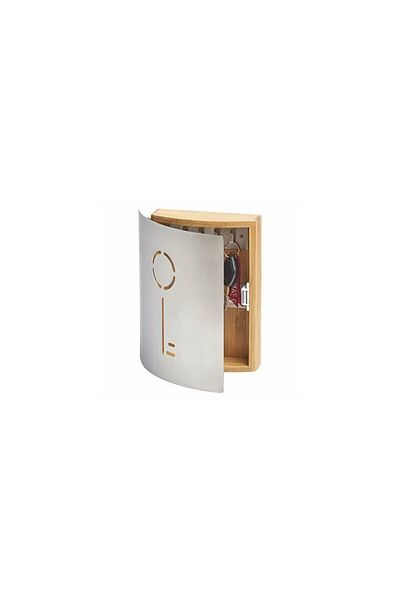 zeller Bamboo and stainless steel key storage box, 21.5 x 5.5 x 24.5 cm
