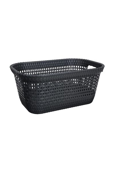 5 five simply smart Rattan Laundry Basket Anthracite Grey, Plastic, 60 x 40 x 26 cm, 45 liters