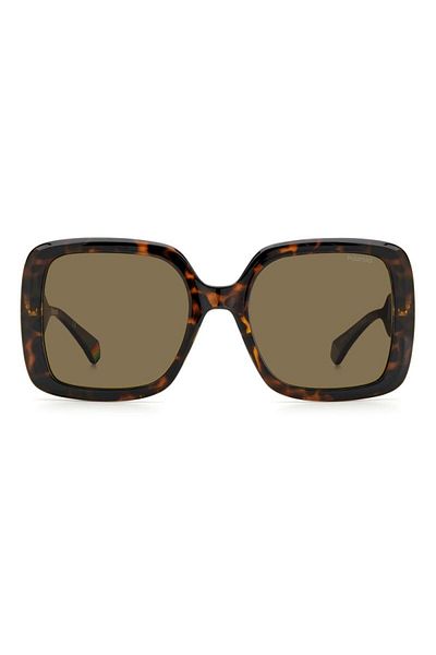 Polaroid Women's Polarized Sunglasses PLD 6168/S 086/SP, Havana, Rectangular, 54 mm