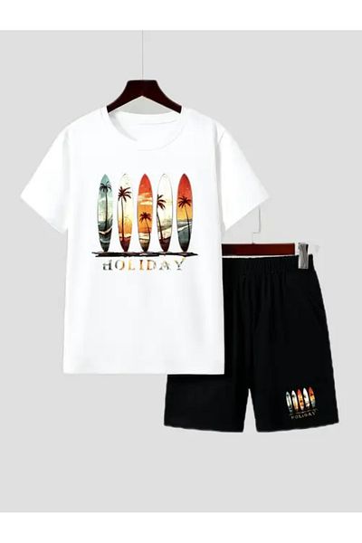PENTHİLUS Fashionable Summer Outdoor Suit for Middle and Big Children, Short Sleeve Suit for Boys,