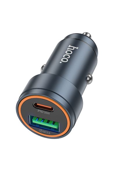 REDz Accessories Adaptor auto Hoco Z57A, Tip-C și USB, Încărcare rapidă 30W, Negru