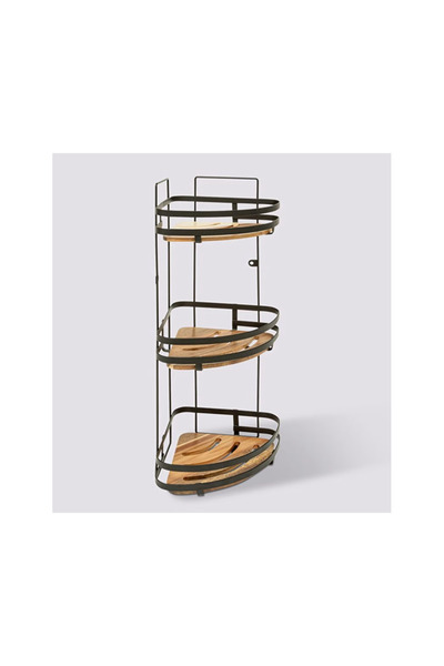 5five Simple Smart Rohová polica Blacacia, kov, drevo, 23,5 x 19,5 x V 55 cm