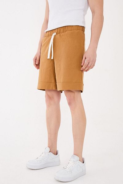RELAXL 100% βαμβακερό ύφασμα Şile Relaxed Fit Unisex Κοντό σορτς Camel Χρώμα