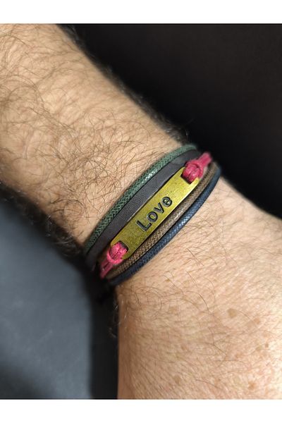 enyatakı Original Leather Rope Bracelet with Love
