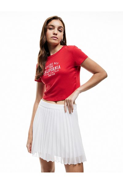 Koton Pleated Lined Chiffon Mini Skirt