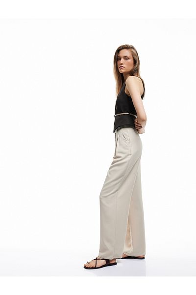 Koton Relaxed Cut Pocketed Pleated Detail Modal Fabric Blend Palazzo Pants