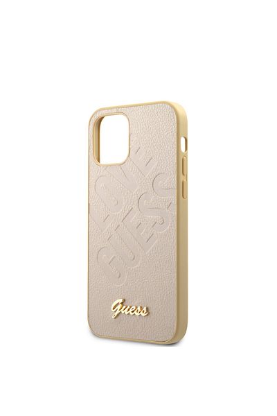 Guess Guess Iridescent Love Collection Case, for iPhone 12 Mini 5.4", PU Leather, Gold