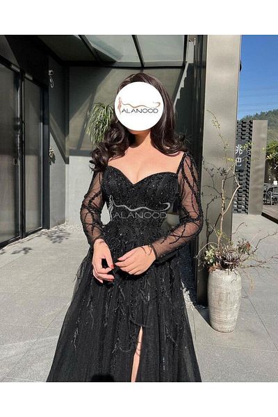 ALANOOD FASHION Evening dress with sleeves for special occasions