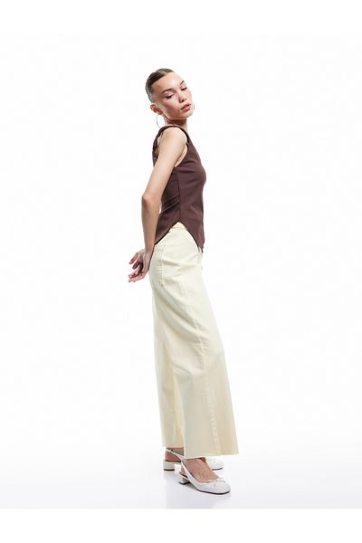 Koton Cotton Wide Fit Pockets Button Crop Wide Leg Denim Pants - Culotte Jean