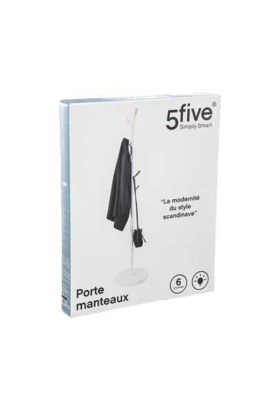 5 five simply smart Vejen Black coat hanger, metal, white, 40 x 175 cm