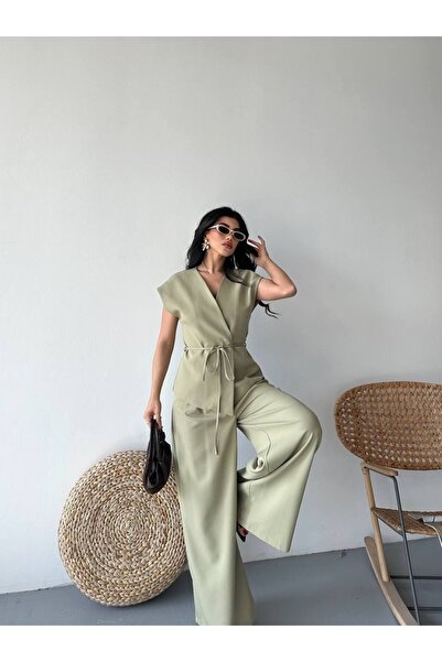 Bella Breeze Kadın Kuşaklı Yelekli Palazzo Pantolonlu Takım Elbise