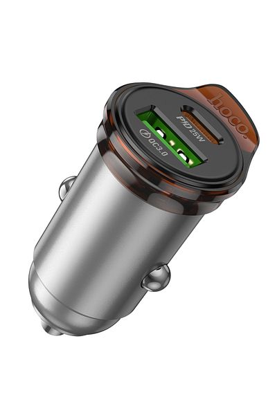 REDz Accessories Adaptor auto Hoco NZ16A, tip C și USB, încărcare rapidă 43W, gri
